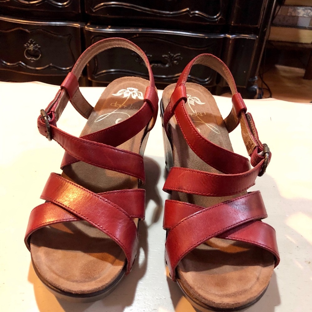 Dansko Frida red platform sandals